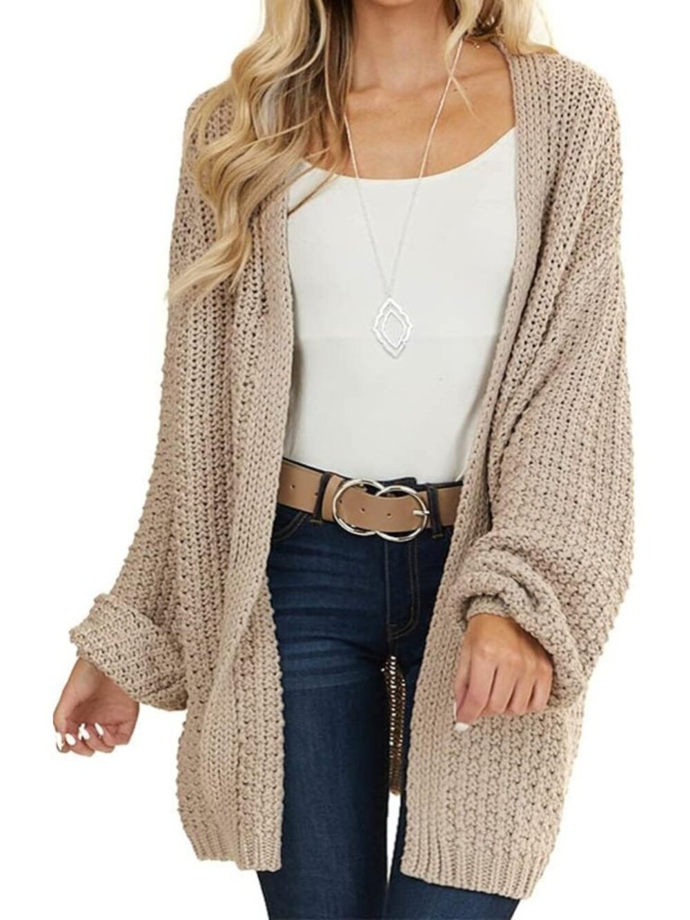 Cozy Oversized Long Knit Cardigan Sweater - Open Front, Perfect for Layering
